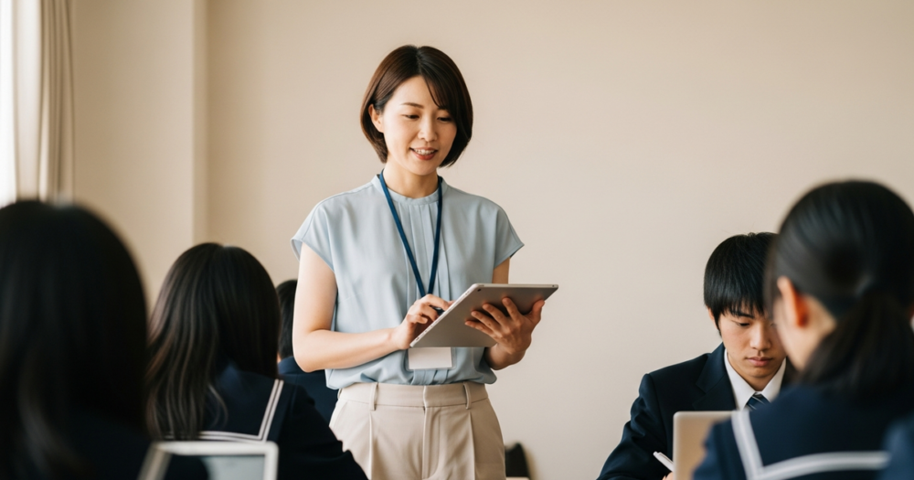 夏の女性塾講師の服装マナーの解説イメージ